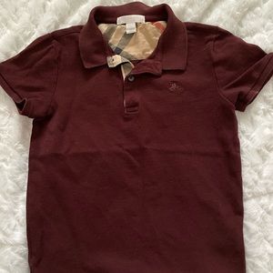 Boys burgundy Burberry polo